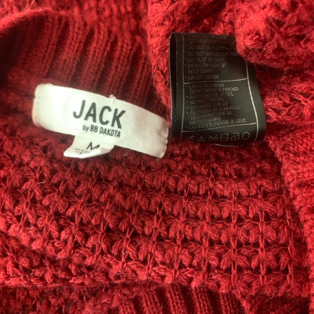 Jack by BB Dakota /Deep Red Crochet Hi Low Sweater - Picture 6 of 8